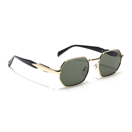 Voyage Rectangle Sunglasses for Men & Women (Green Lens | Golden Frame - MG7387)