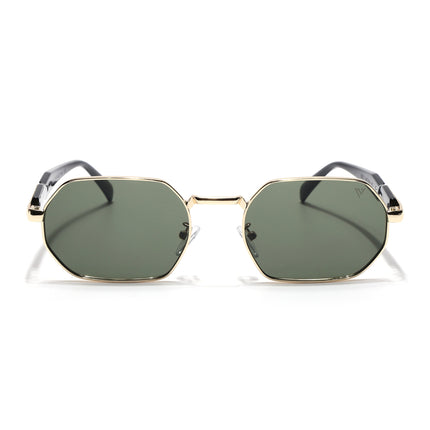 Voyage Rectangle Sunglasses for Men & Women (Green Lens | Golden Frame - MG7387)