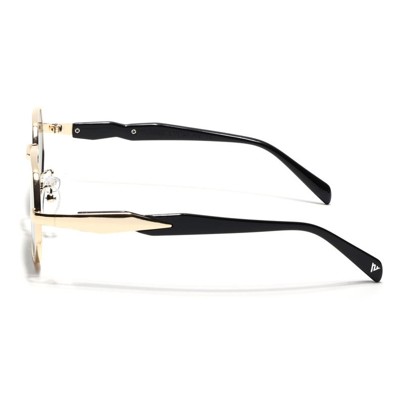 Voyage Rectangle Sunglasses for Men & Women (Green Lens | Golden Frame - MG7387)