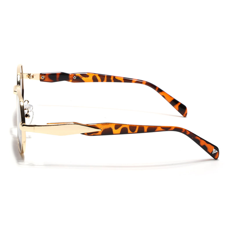 Voyage Rectangle Sunglasses for Men & Women (Brown Lens | Golden Frame - MG7388)