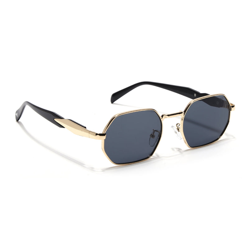 Voyage Rectangle Sunglasses for Men & Women (Grey Lens | Golden Frame - MG7389)