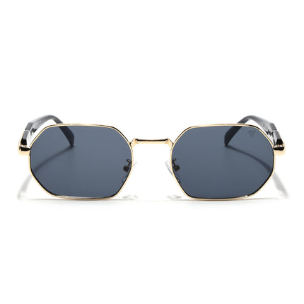Voyage Rectangle Sunglasses for Men & Women (Grey Lens | Golden Frame - MG7389)