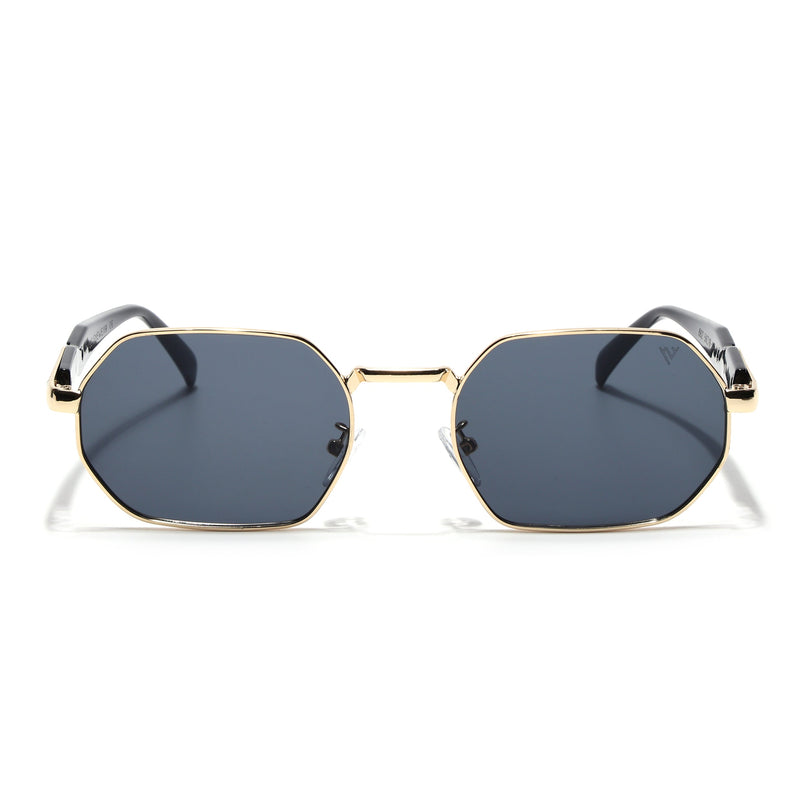 Voyage Rectangle Sunglasses for Men & Women (Grey Lens | Golden Frame - MG7389)