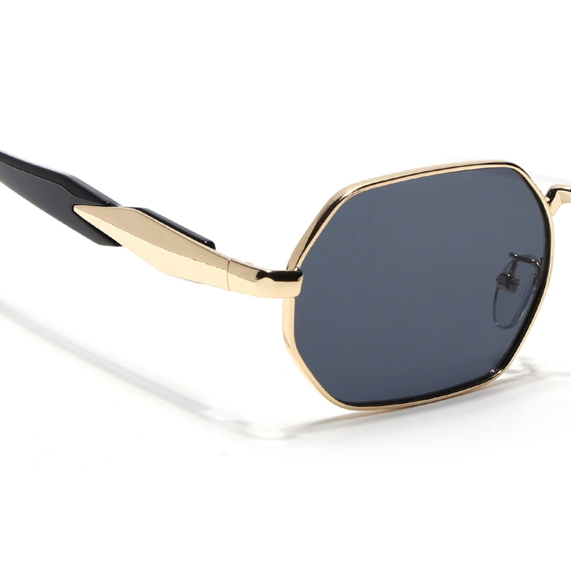 Voyage Rectangle Sunglasses for Men & Women (Grey Lens | Golden Frame - MG7389)
