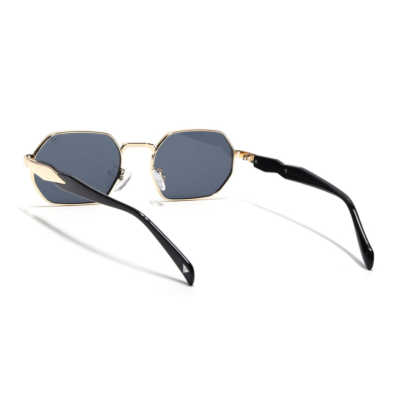 Voyage Rectangle Sunglasses for Men & Women (Grey Lens | Golden Frame - MG7389)