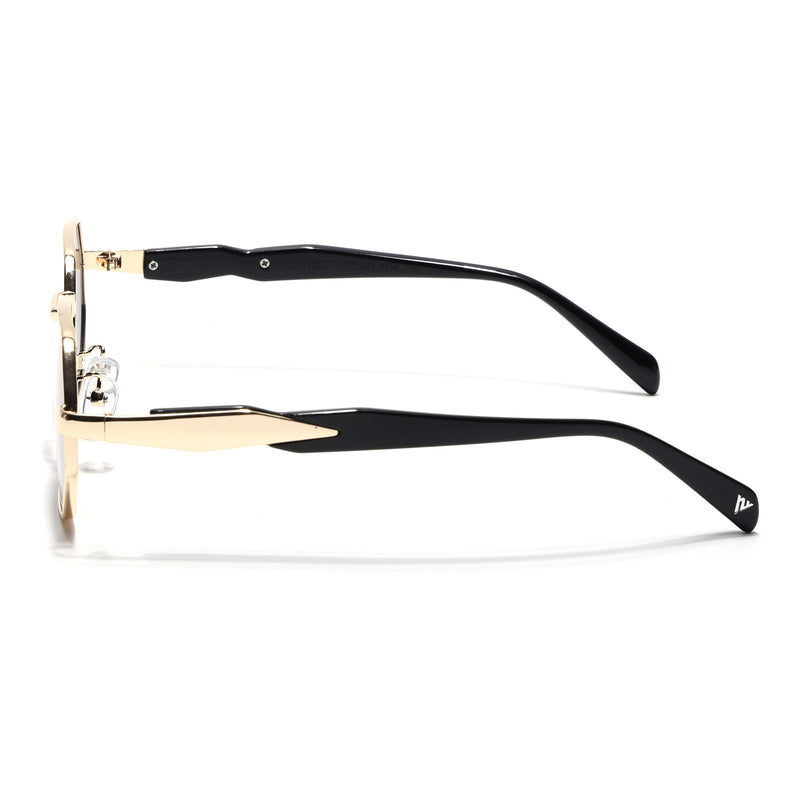 Voyage Rectangle Sunglasses for Men & Women (Grey Lens | Golden Frame - MG7389)