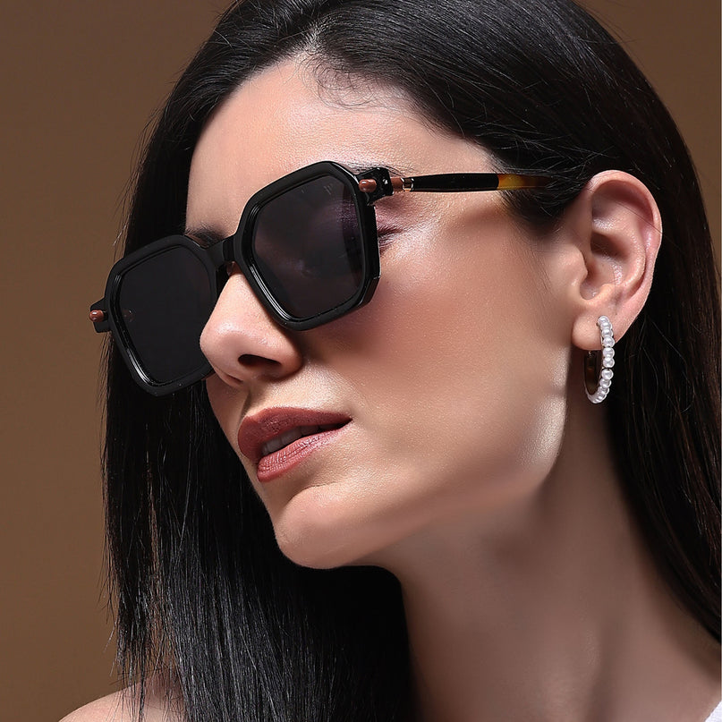 Square Sunglasses (Black Lens | Black Frame - MG5176)