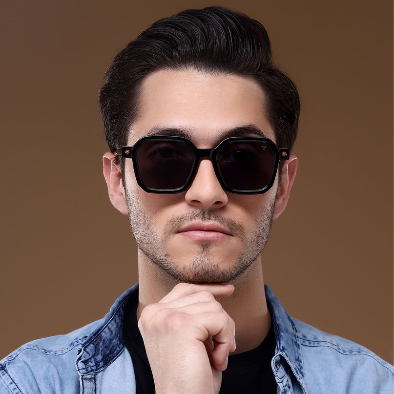 Square Sunglasses (Black Lens | Black Frame - MG5176)