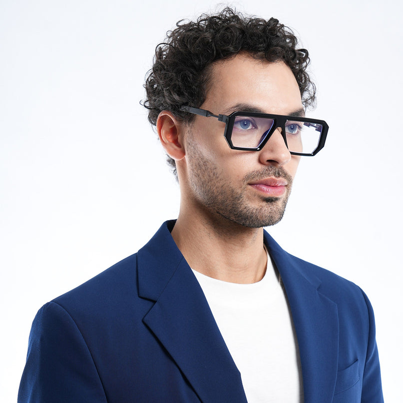 Voyage Black Wayfarer Eyeglasses for Men & Women - MG4196