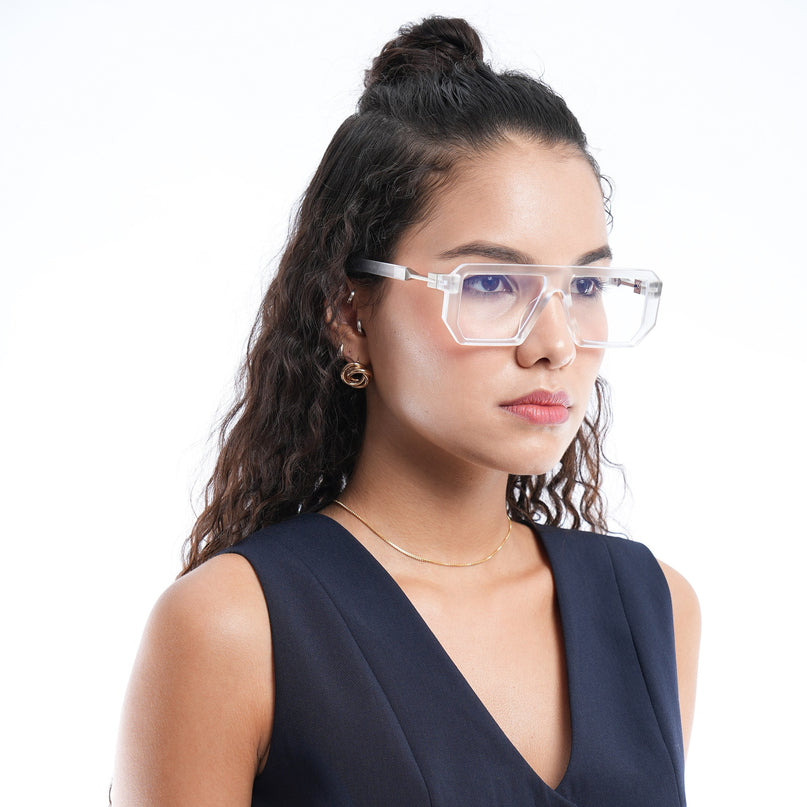 Voyage Goat Transparent Wayfarer Eyeglasses for Men & Women - MG4643-C3