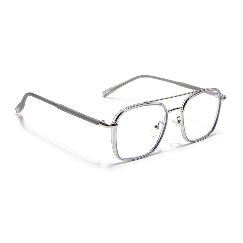 Voyage Maverick Silver & Grey Wayfarer Eyeglasses for Men & Women - MG4703-C2