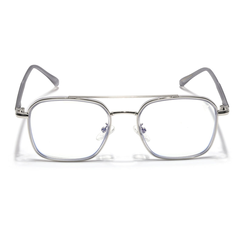 Voyage Maverick Silver & Grey Wayfarer Eyeglasses for Men & Women - MG4703-C2