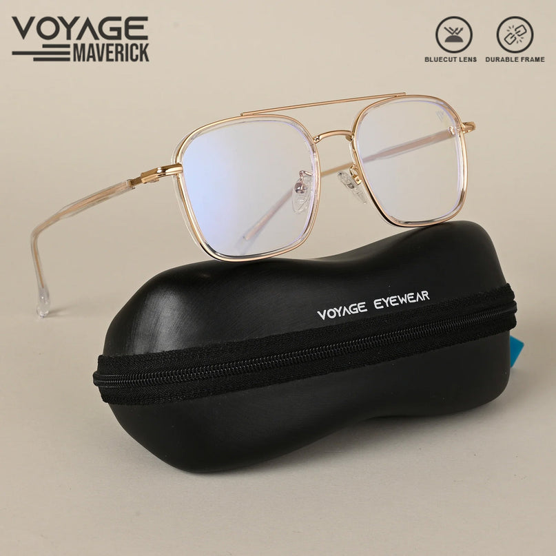 Voyage Maverick Golden Wayfarer Eyeglasses for Men & Women - MG4704-C3