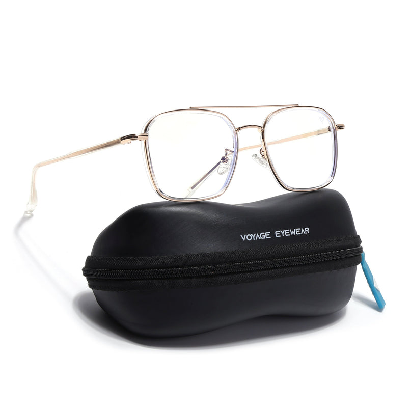 Voyage Maverick Golden Wayfarer Eyeglasses for Men & Women - MG4704-C3