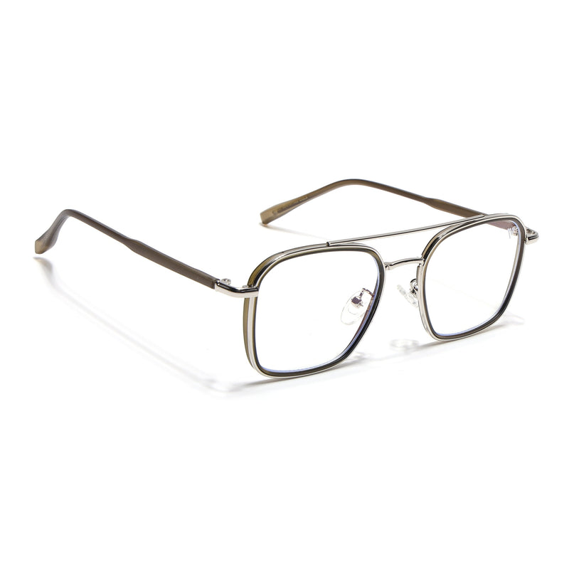 Voyage Maverick Silver & Olive Wayfarer Eyeglasses for Men & Women - MG4705-C4