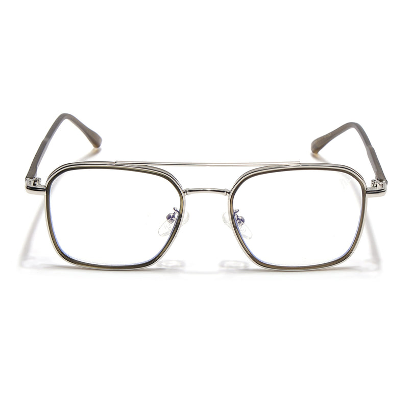 Voyage Maverick Silver & Olive Wayfarer Eyeglasses for Men & Women - MG4705-C4