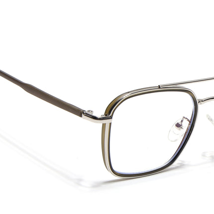 Voyage Maverick Silver & Olive Wayfarer Eyeglasses for Men & Women - MG4705-C4