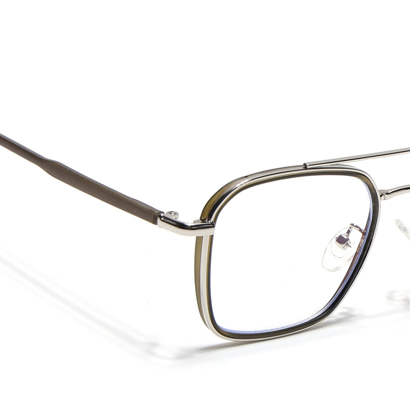 Voyage Maverick Silver & Olive Wayfarer Eyeglasses for Men & Women - MG4705-C4