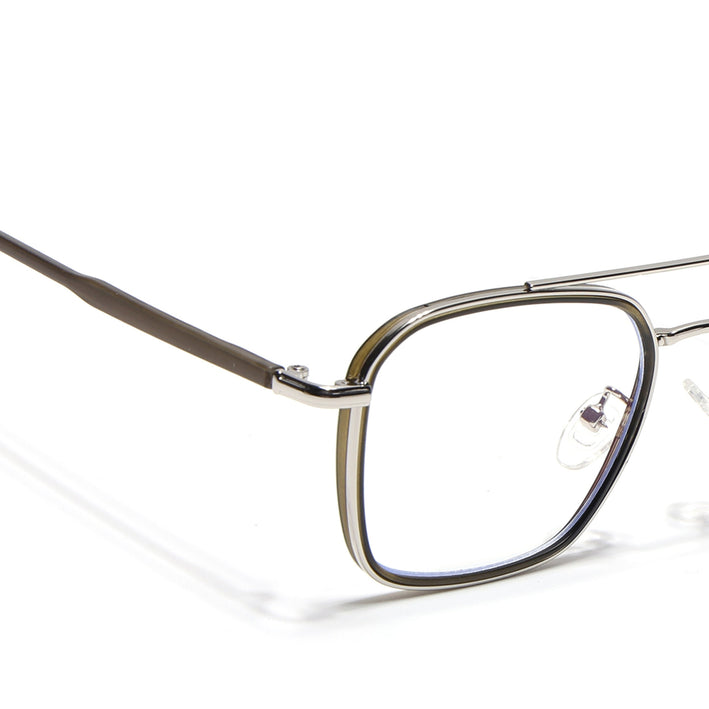 Voyage Maverick Silver & Olive Wayfarer Eyeglasses for Men & Women - MG4705-C4