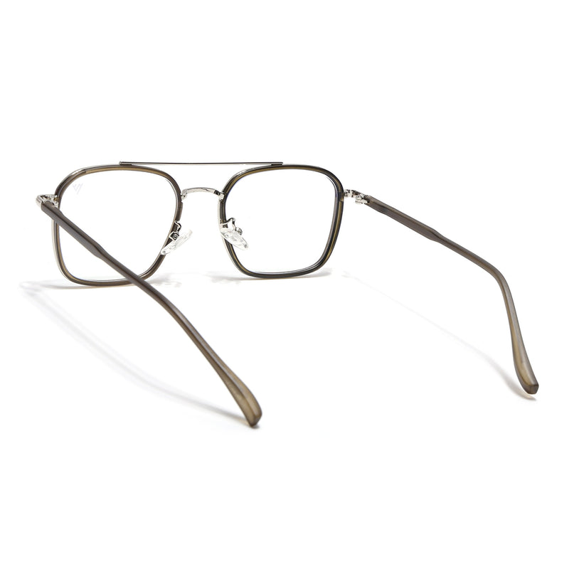 Voyage Maverick Silver & Olive Wayfarer Eyeglasses for Men & Women - MG4705-C4