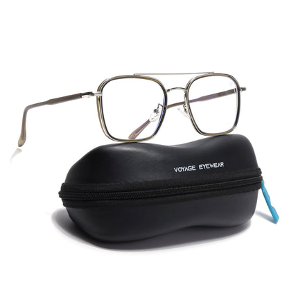 Voyage Maverick Silver & Olive Wayfarer Eyeglasses for Men & Women - MG4705-C4