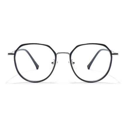 Voyage Black & Silver Round Eyeglasses for Men & Women - MG5830-C1