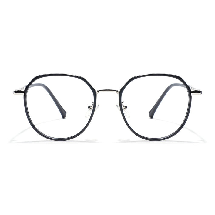 Voyage Black & Silver Round Eyeglasses for Men & Women - MG5830-C1