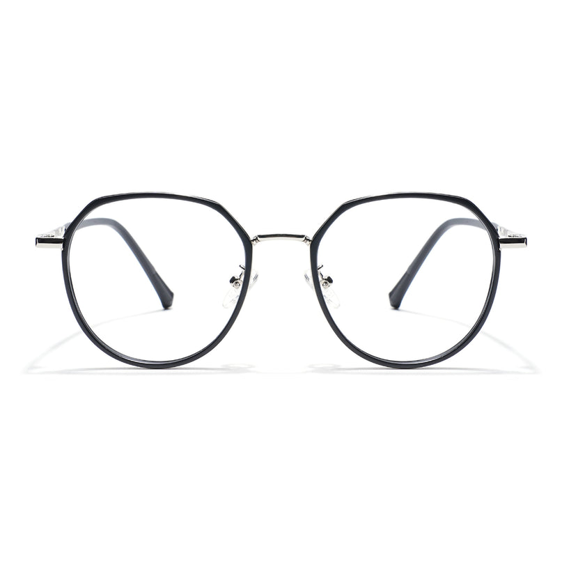 Voyage Black & Silver Round Eyeglasses for Men & Women - MG5830-C1