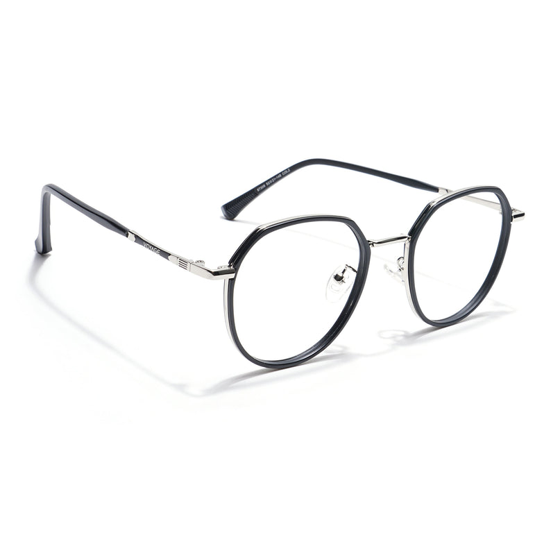 Voyage Black & Silver Round Eyeglasses for Men & Women - MG5830-C1