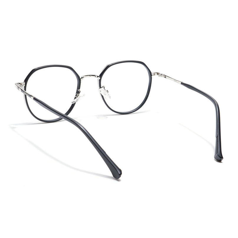 Voyage Black & Silver Round Eyeglasses for Men & Women - MG5830-C1