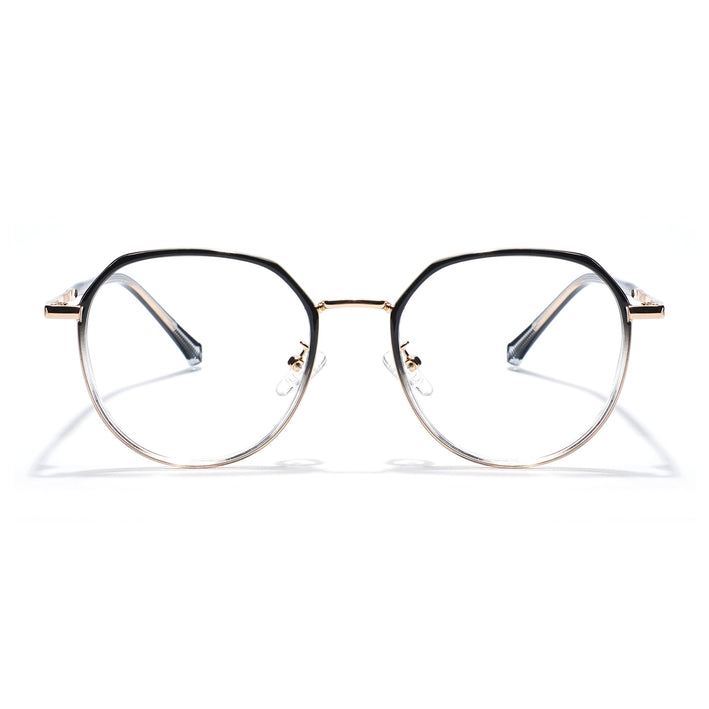 Voyage Black Clear & Golden Round Eyeglasses for Men & Women - MG5831-C2