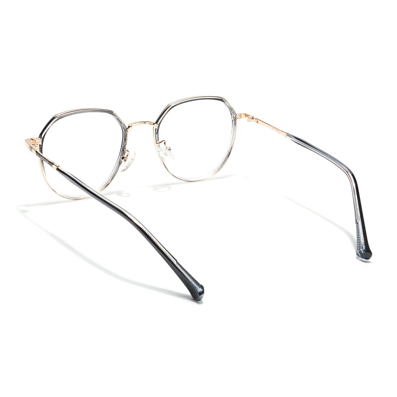 Voyage Black Clear & Golden Round Eyeglasses for Men & Women - MG5831-C2
