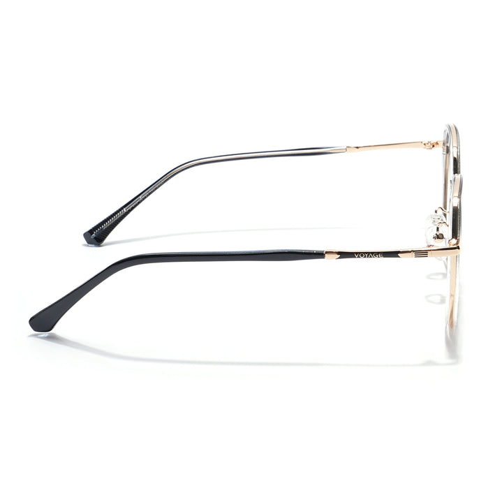 Voyage Black Clear & Golden Round Eyeglasses for Men & Women - MG5831-C2