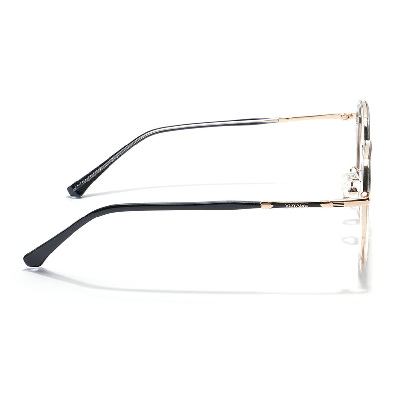 Voyage Black Clear & Golden Round Eyeglasses for Men & Women - MG5831-C2