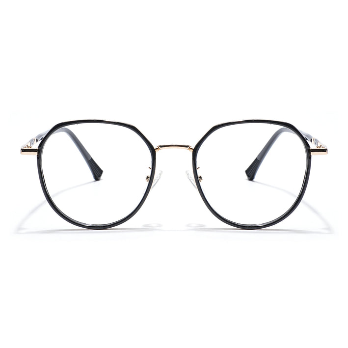 Voyage Black & Golden Round Eyeglasses for Men & Women - MG5832-C3