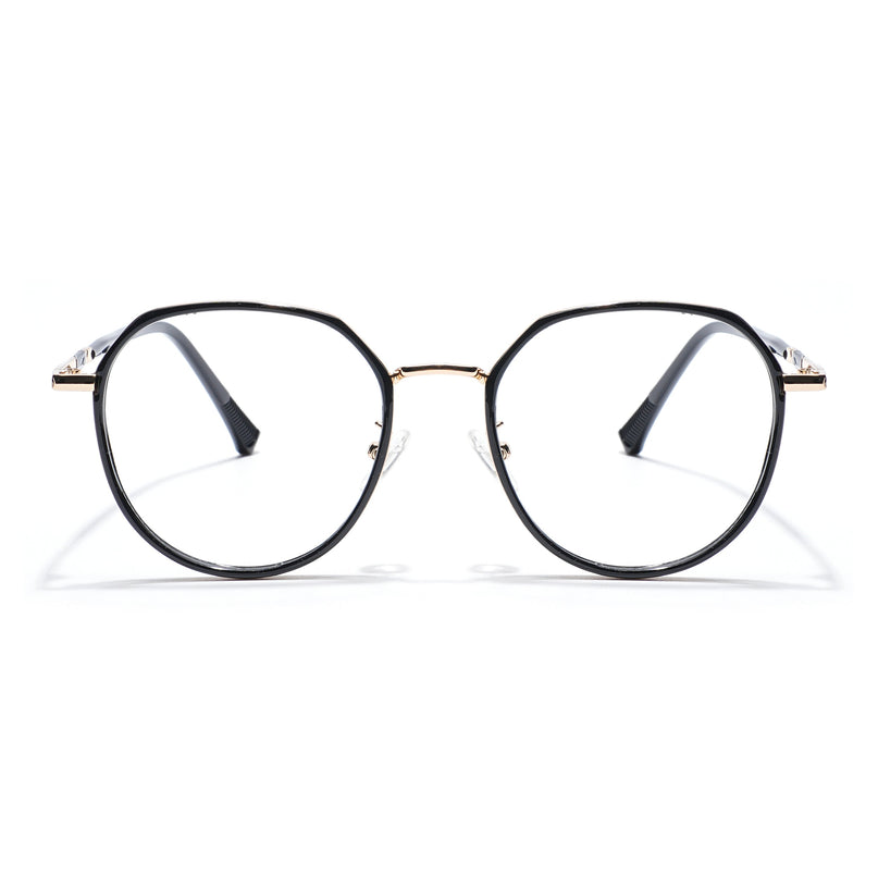 Voyage Black & Golden Round Eyeglasses for Men & Women - MG5832-C3