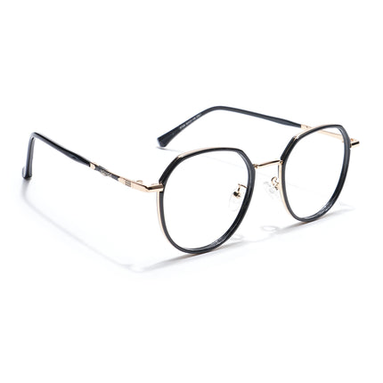 Voyage Black & Golden Round Eyeglasses for Men & Women - MG5832-C3