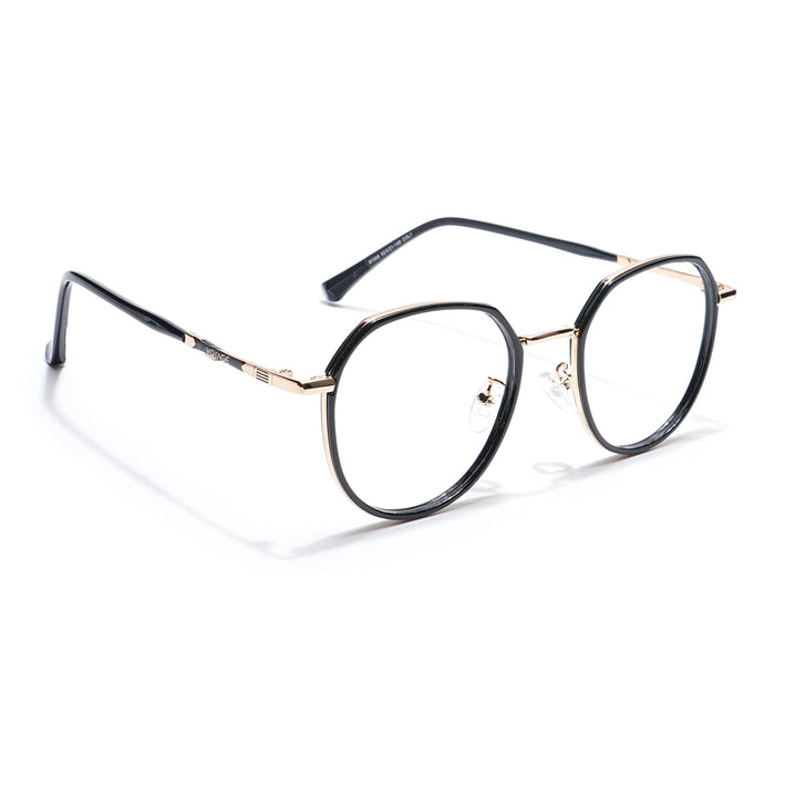 Voyage Black & Golden Round Eyeglasses for Men & Women - MG5832-C3