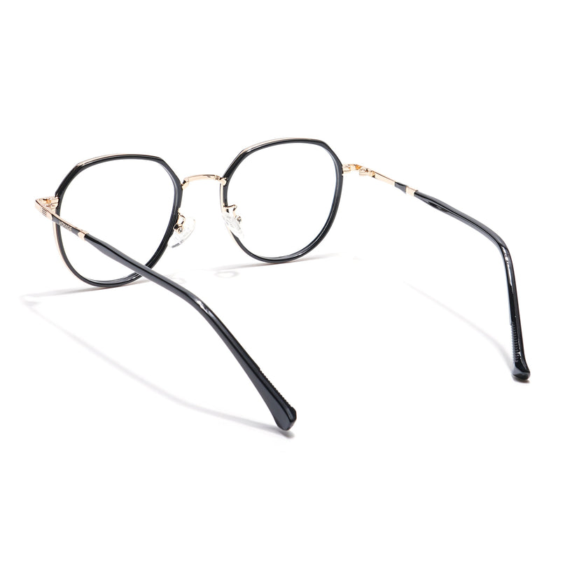Voyage Black & Golden Round Eyeglasses for Men & Women - MG5832-C3