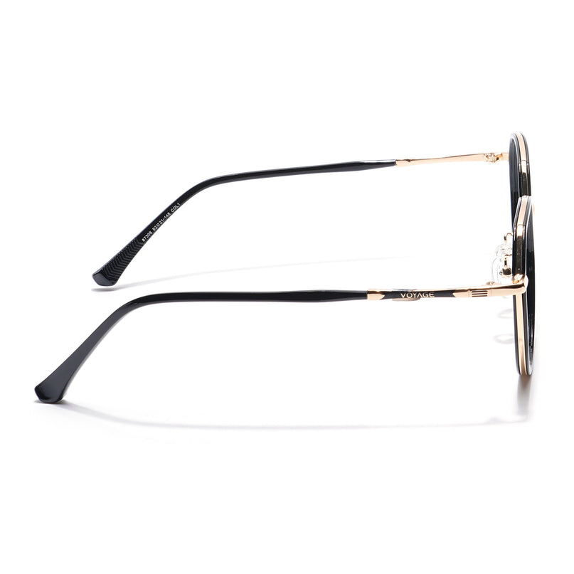 Voyage Black & Golden Round Eyeglasses for Men & Women - MG5832-C3