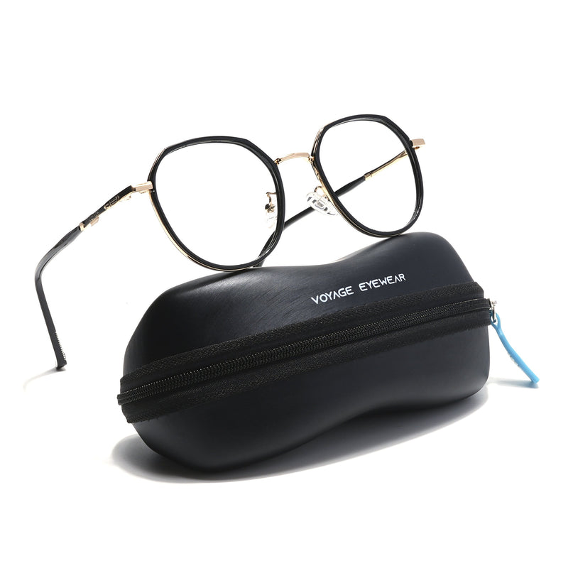 Voyage Black & Golden Round Eyeglasses for Men & Women - MG5832-C3