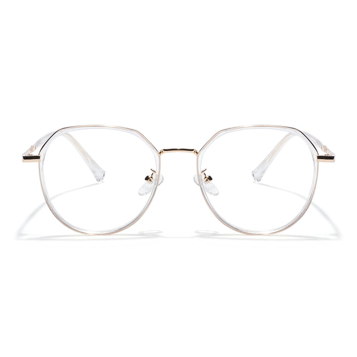 Voyage Golden & Transparent Round Eyeglasses for Men & Women - MG5833-C4