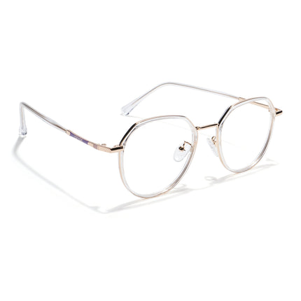 Voyage Golden & Transparent Round Eyeglasses for Men & Women - MG5833-C4