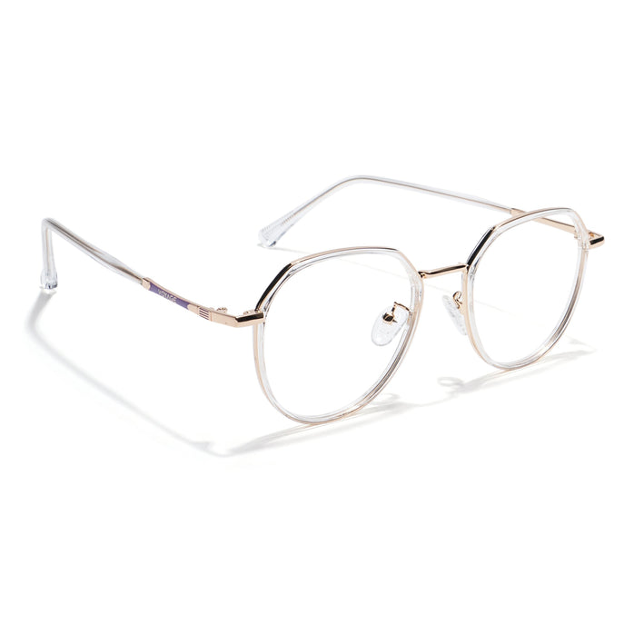 Voyage Golden & Transparent Round Eyeglasses for Men & Women - MG5833-C4