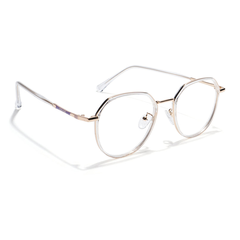 Voyage Golden & Transparent Round Eyeglasses for Men & Women - MG5833-C4