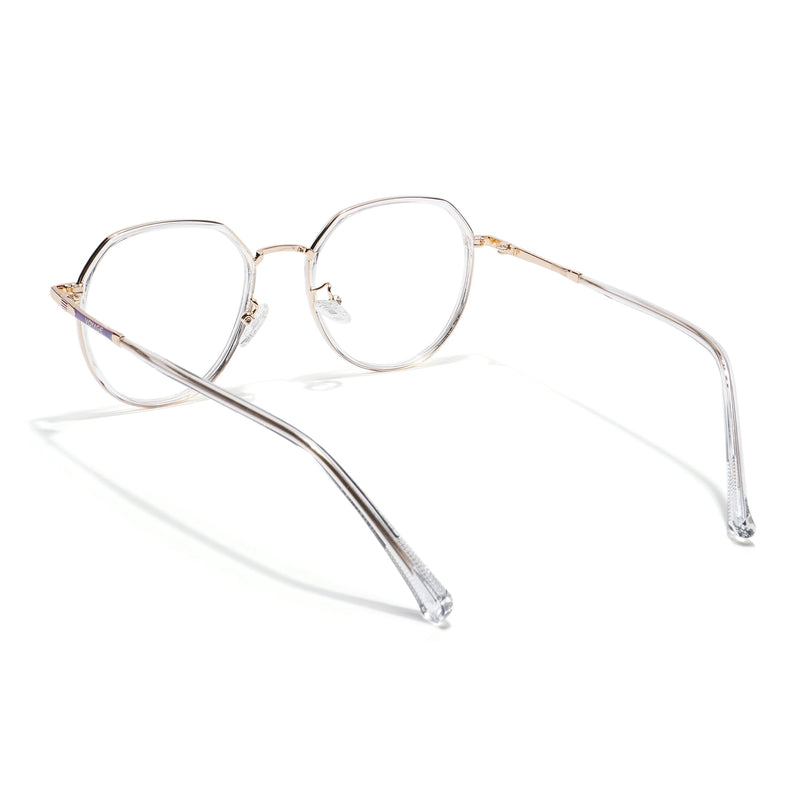 Voyage Golden & Transparent Round Eyeglasses for Men & Women - MG5833-C4