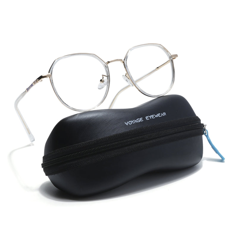 Voyage Golden & Transparent Round Eyeglasses for Men & Women - MG5833-C4