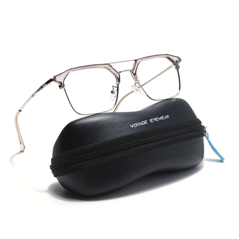 Voyage Light Brown & Silver Wayfarer Eyeglasses for Men & Women - MG5838-C5