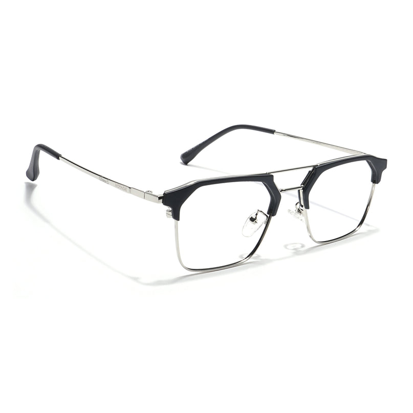 Voyage Black & Silver Wayfarer Eyeglasses for Men & Women - MG5835-C2