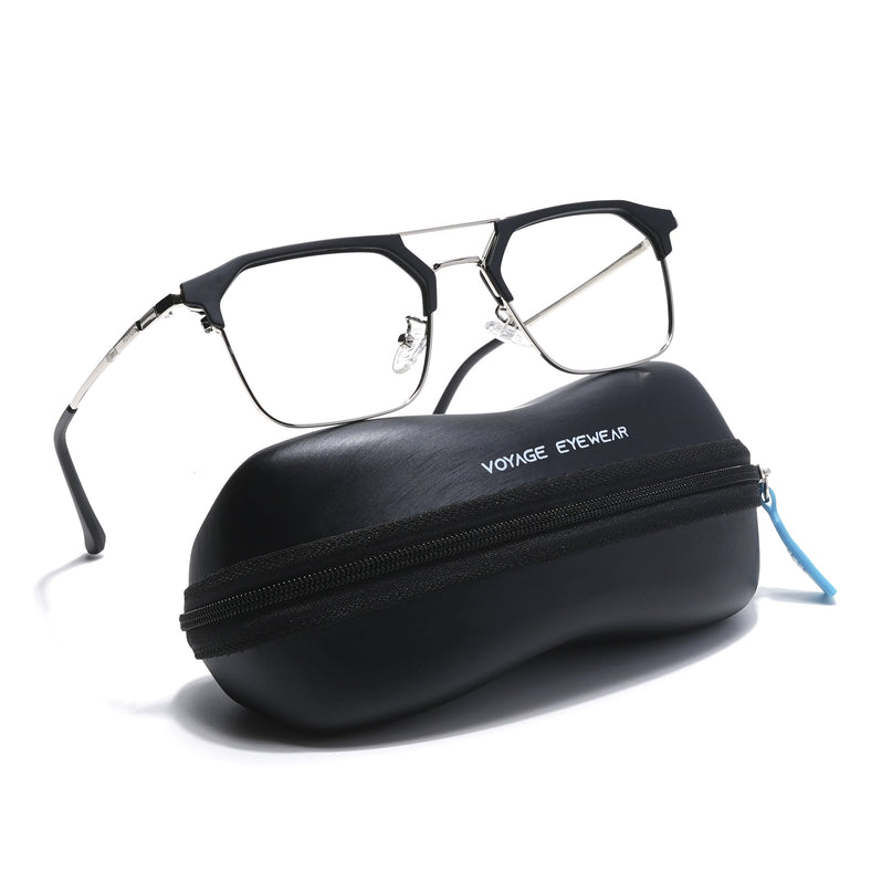Voyage Black & Silver Wayfarer Eyeglasses for Men & Women - MG5835-C2